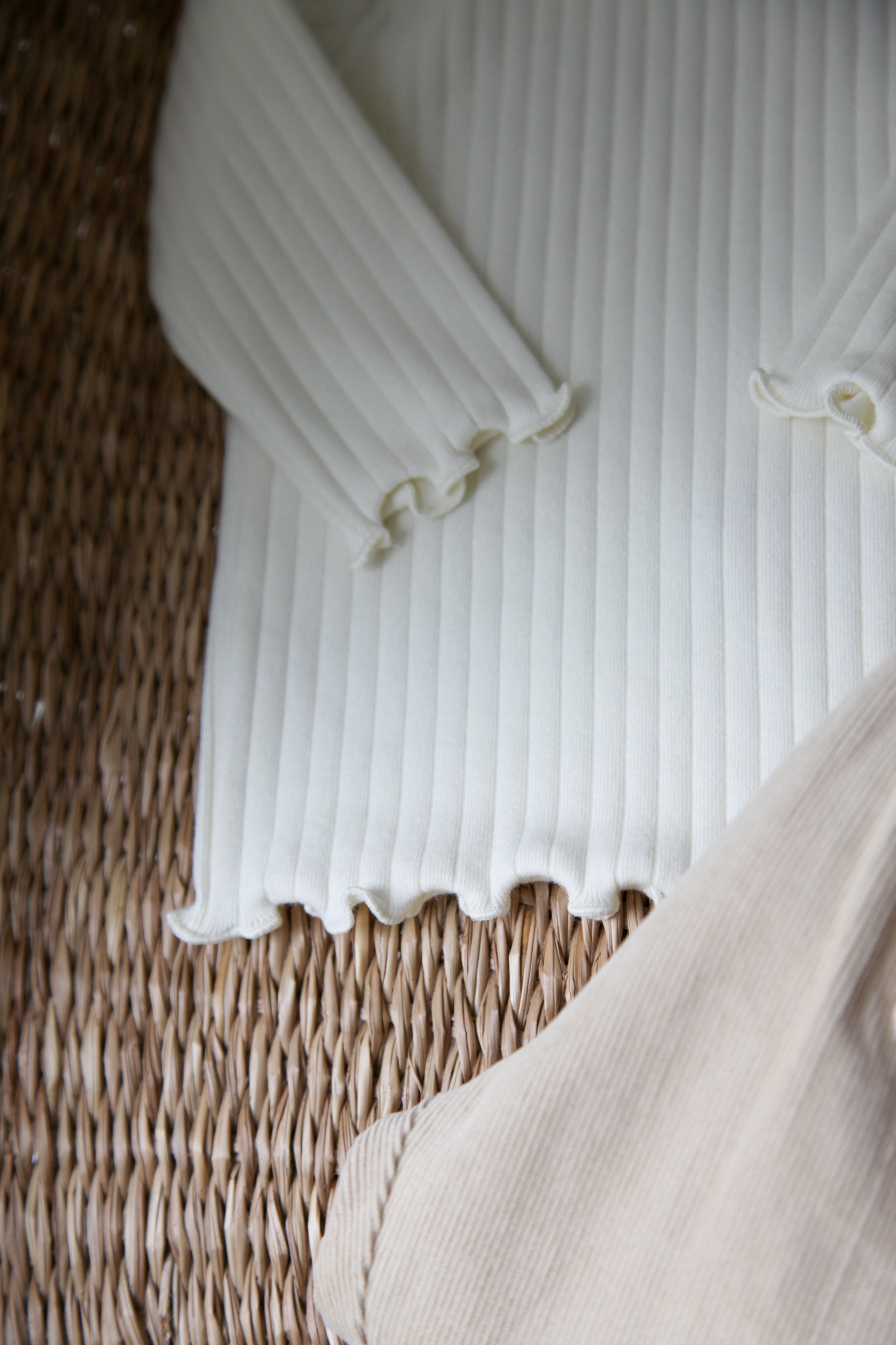 Ultra Soft Ribbed Long Sleeve Top in Cream