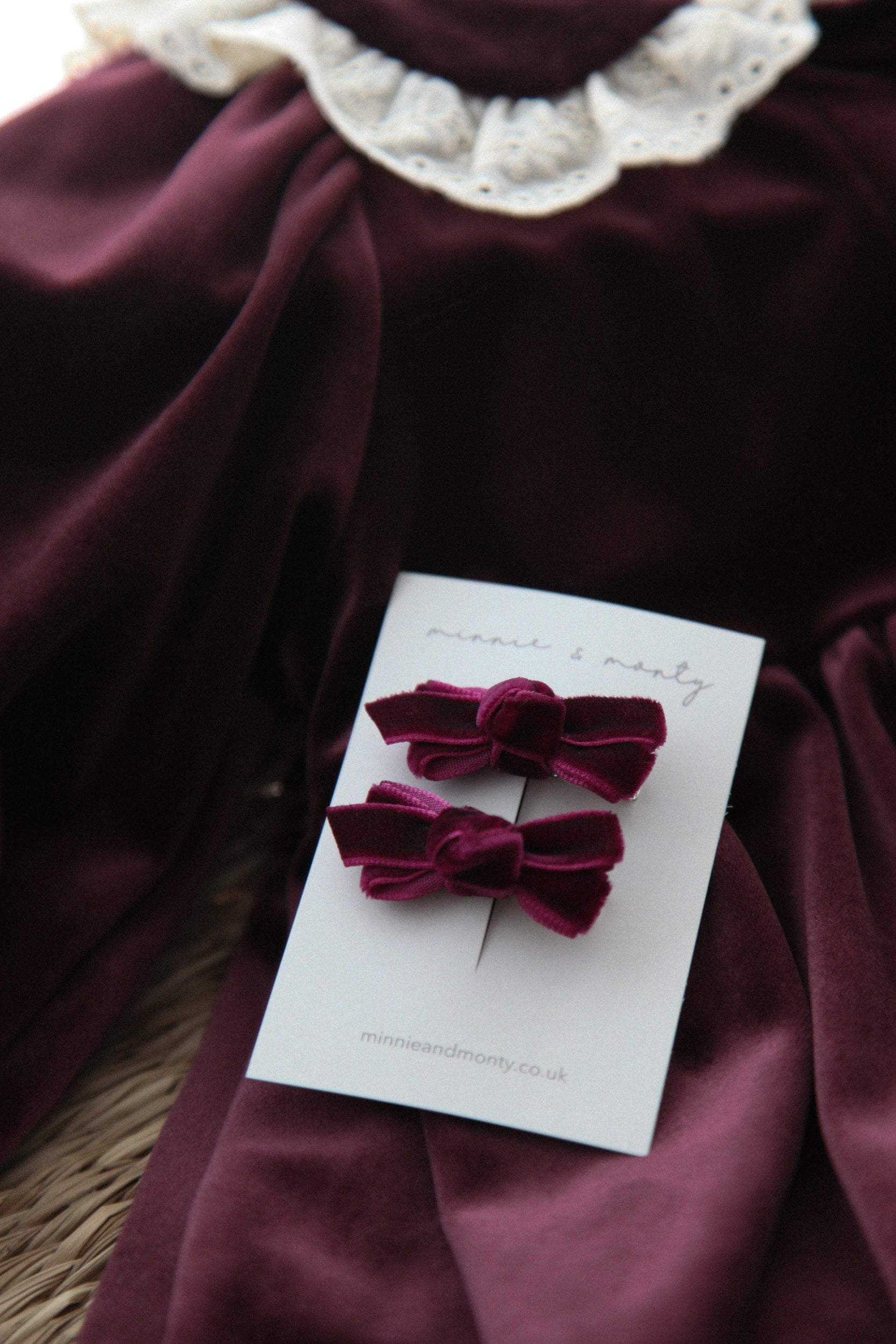 Plum/Velvet Mini Bow Clips