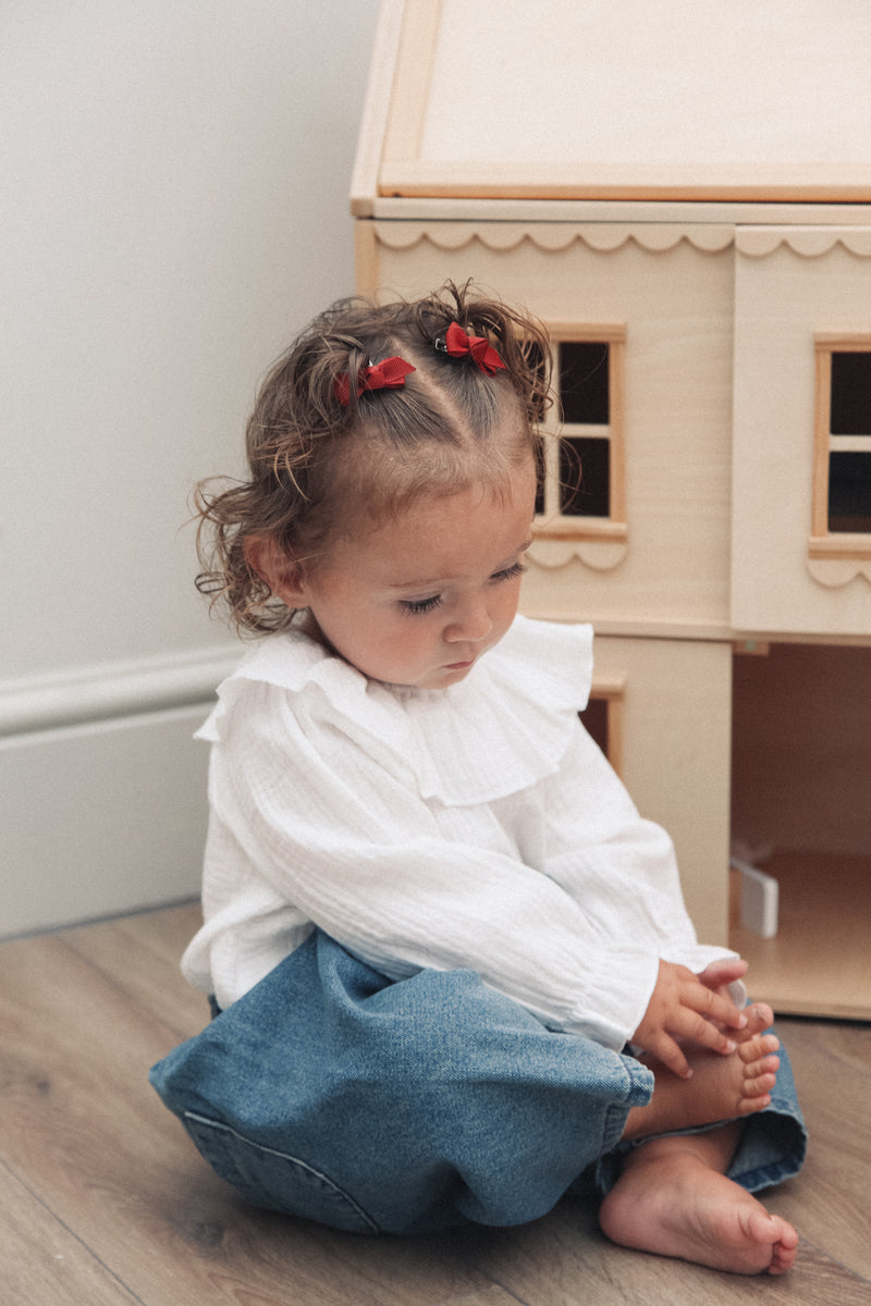 White Muslin Frill Collar Romper