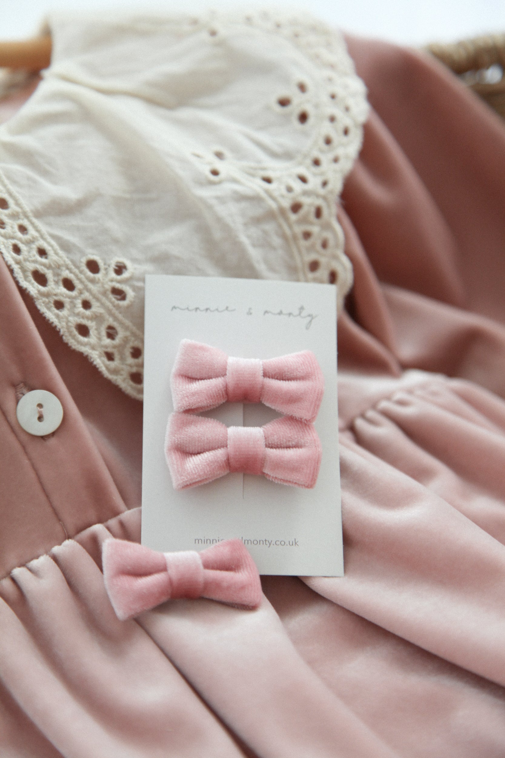 Pink/Velvet Small Bow Slides (2 pack)