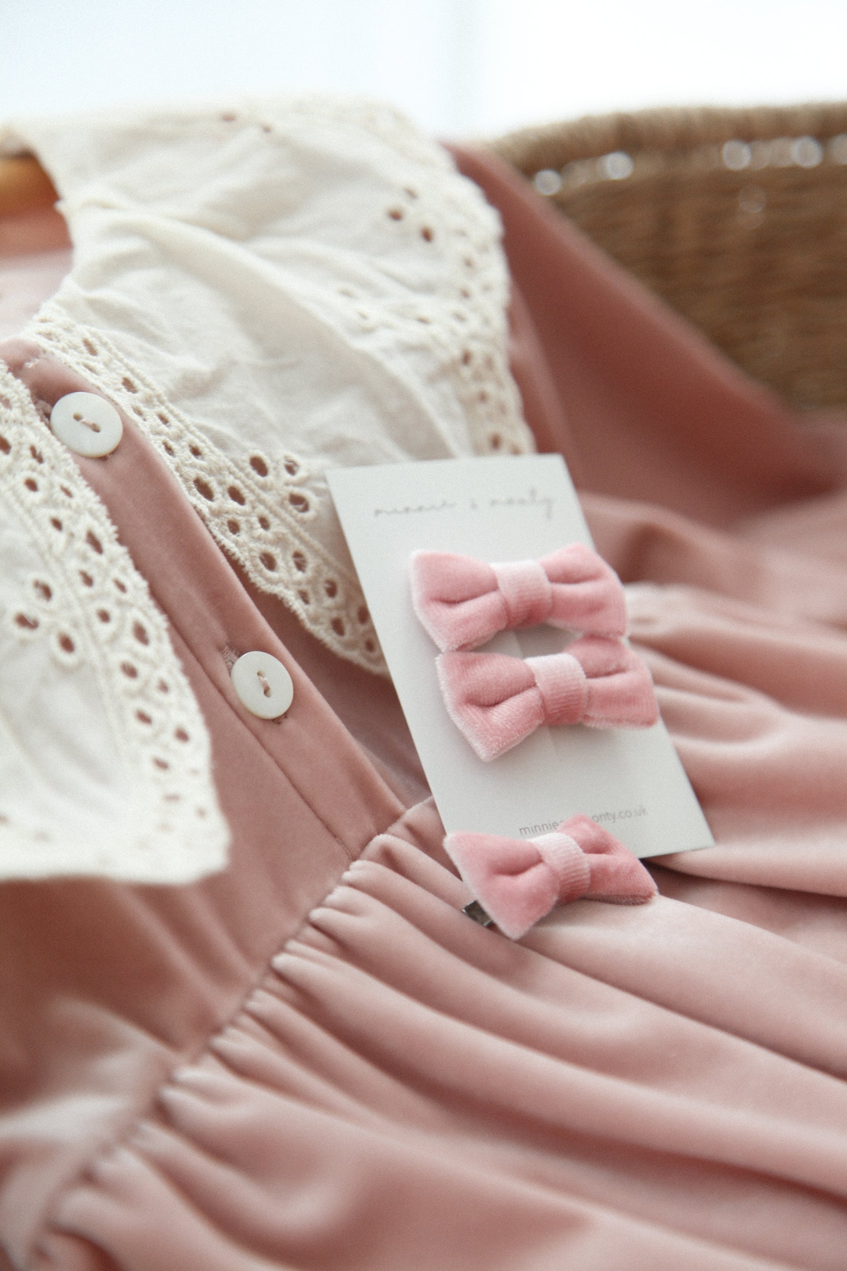 Pink/Velvet Small Bow Slides (2 pack)