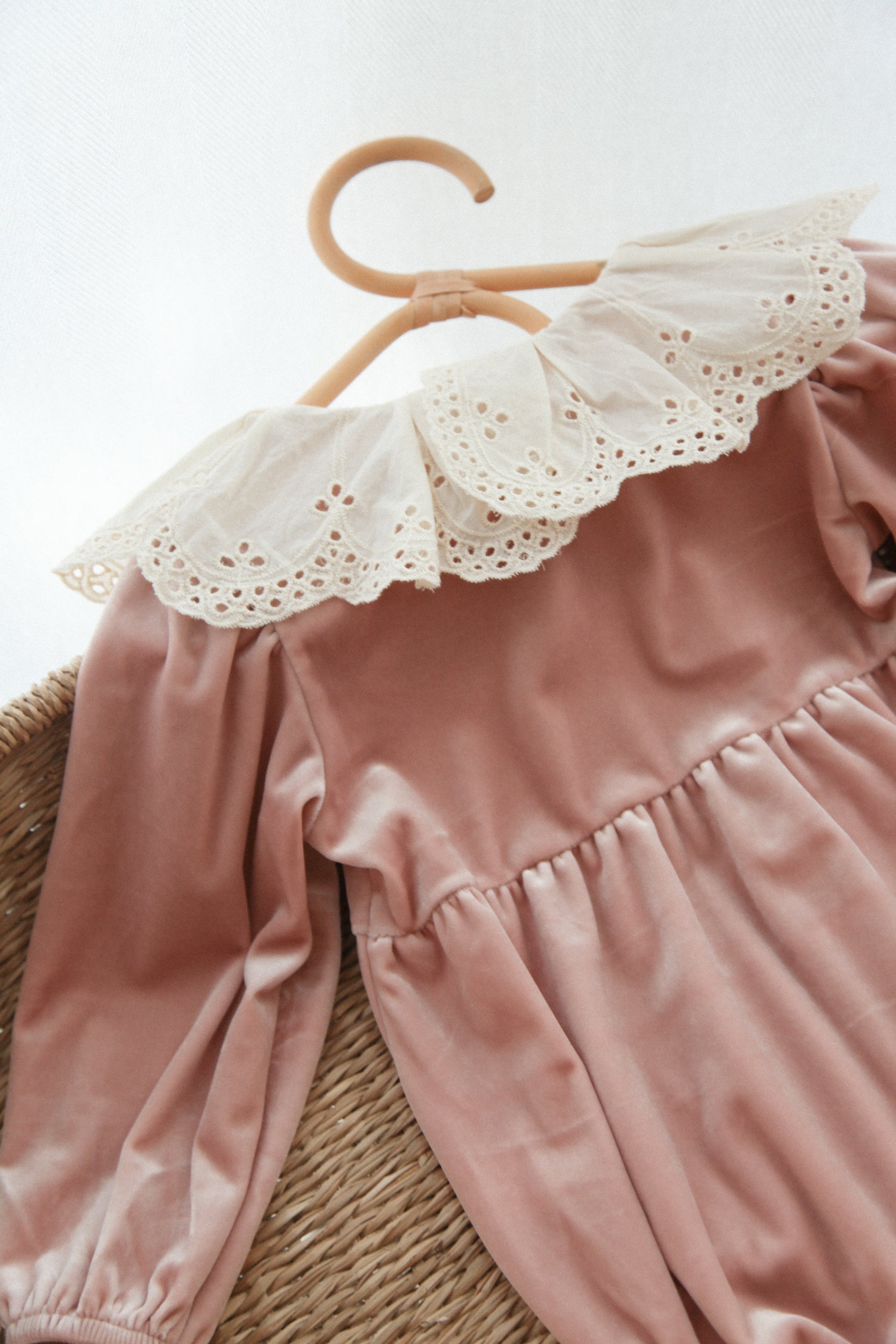 Dusky Pink/Velvet Petal Embroidered Collar Romper