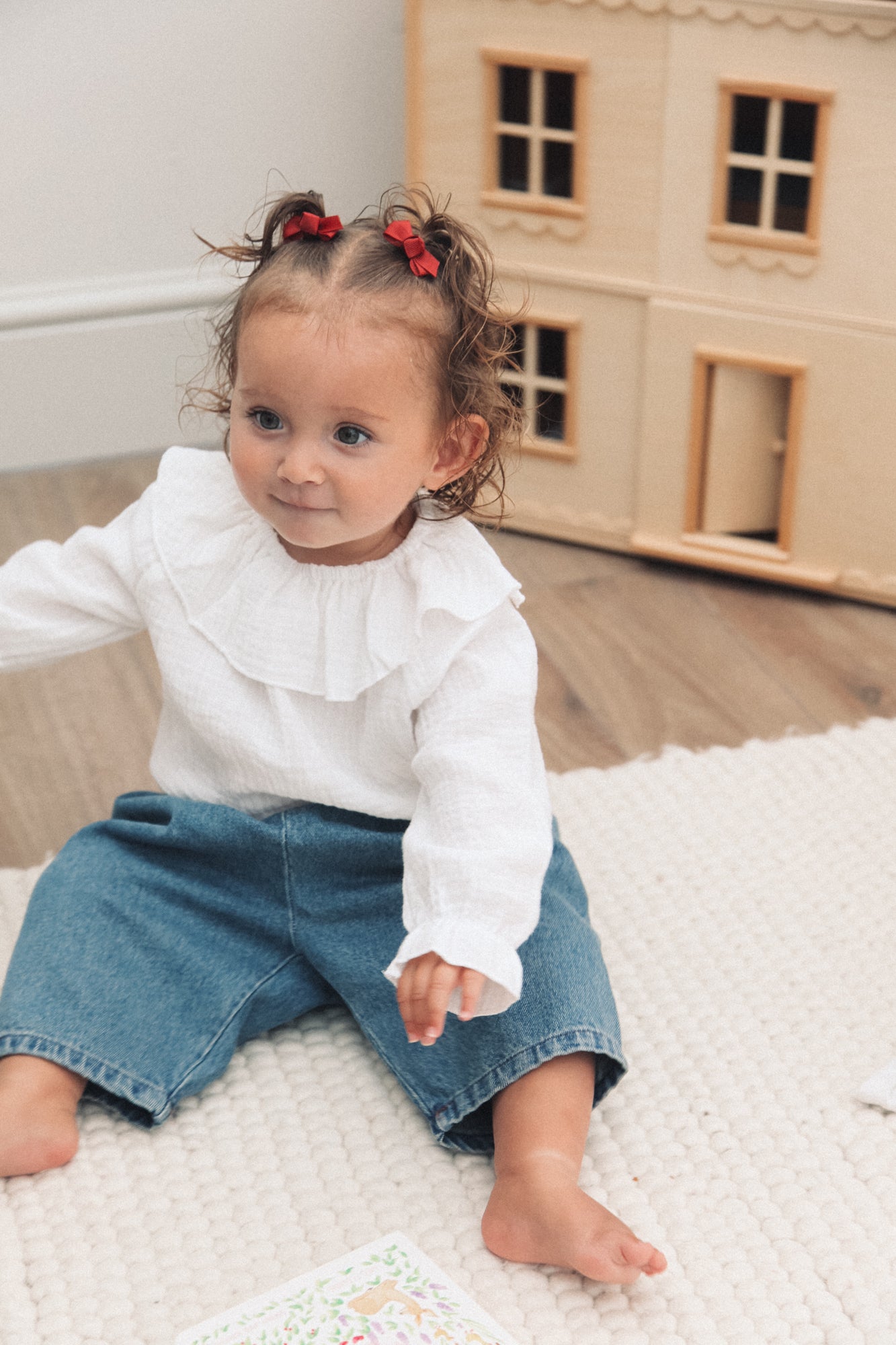 White Muslin Frill Collar Romper