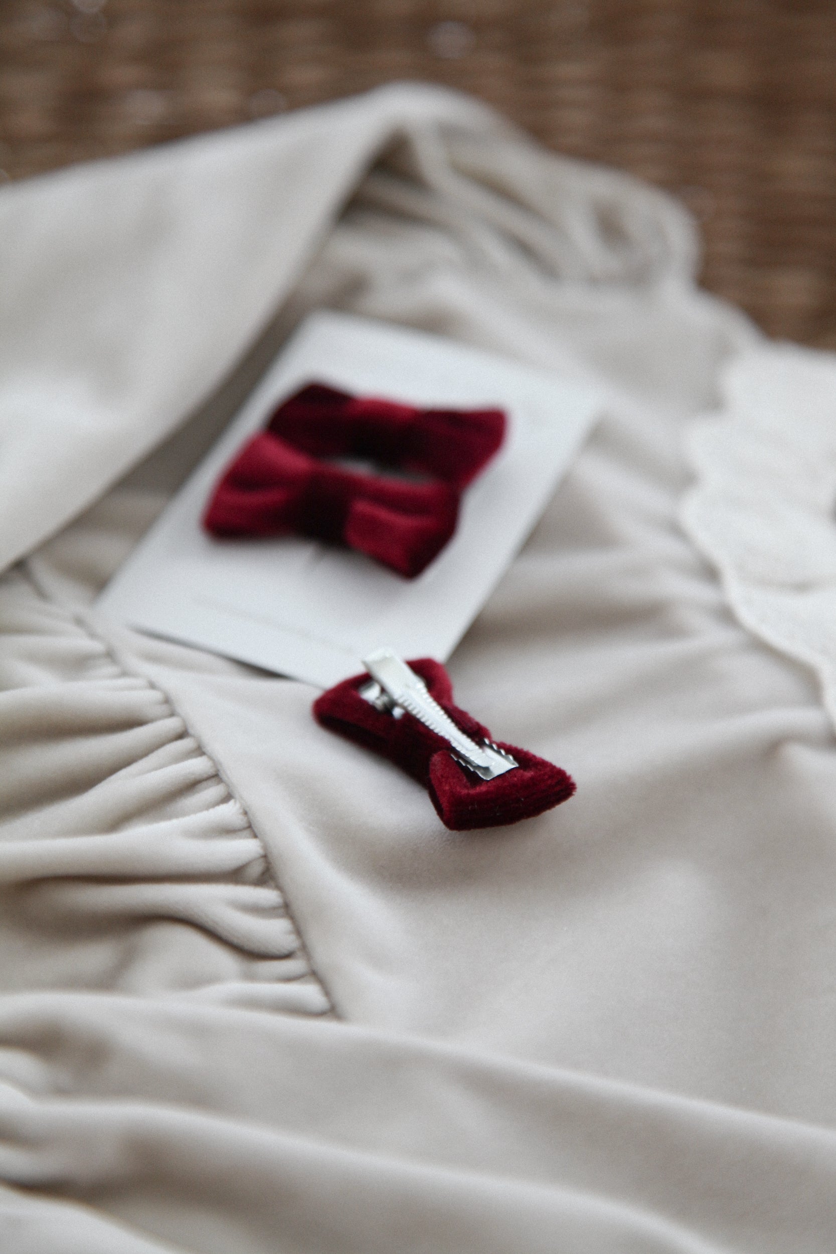 Burgundy/Velvet Small Bow Slides (2 pack)