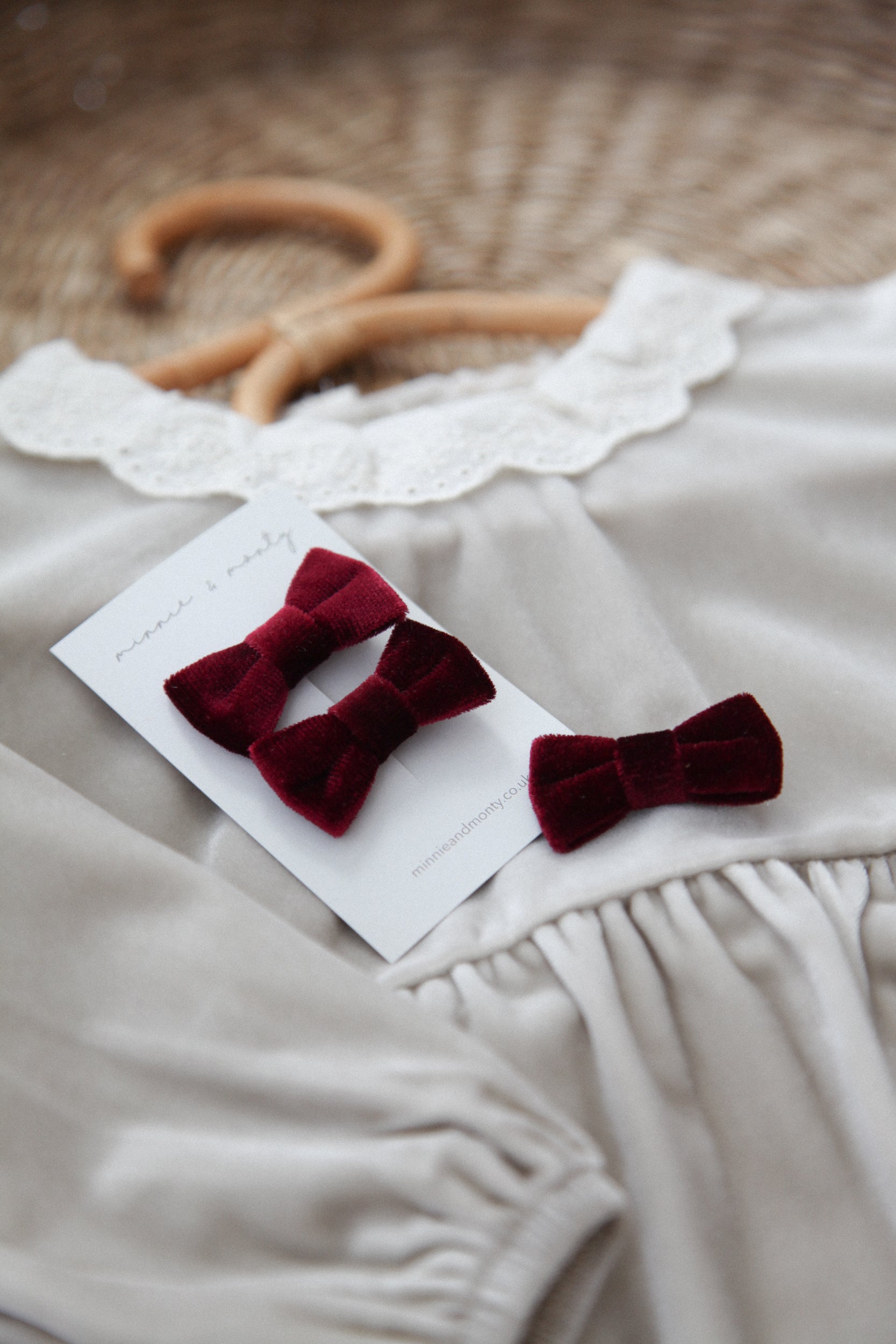 Burgundy/Velvet Small Bow Slides (2 pack)