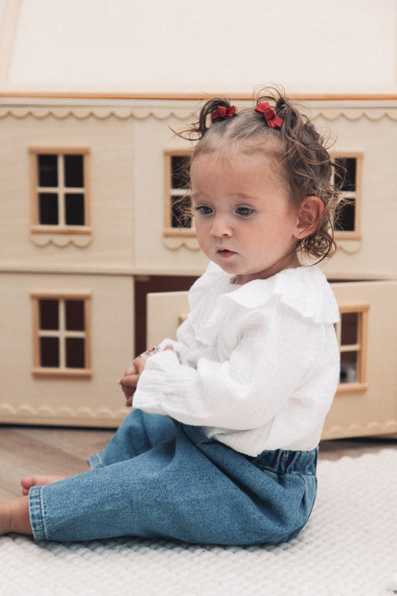 White Muslin Frill Collar Romper