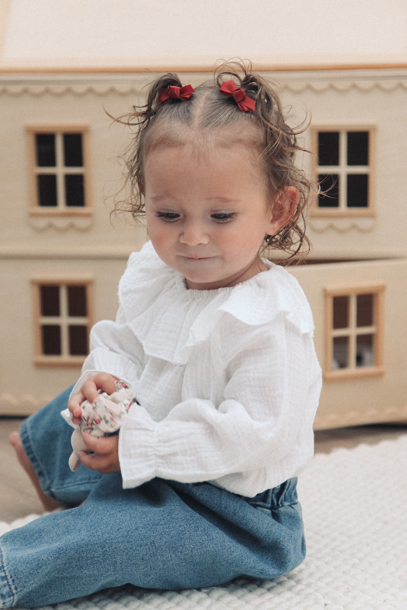 White Muslin Frill Collar Romper