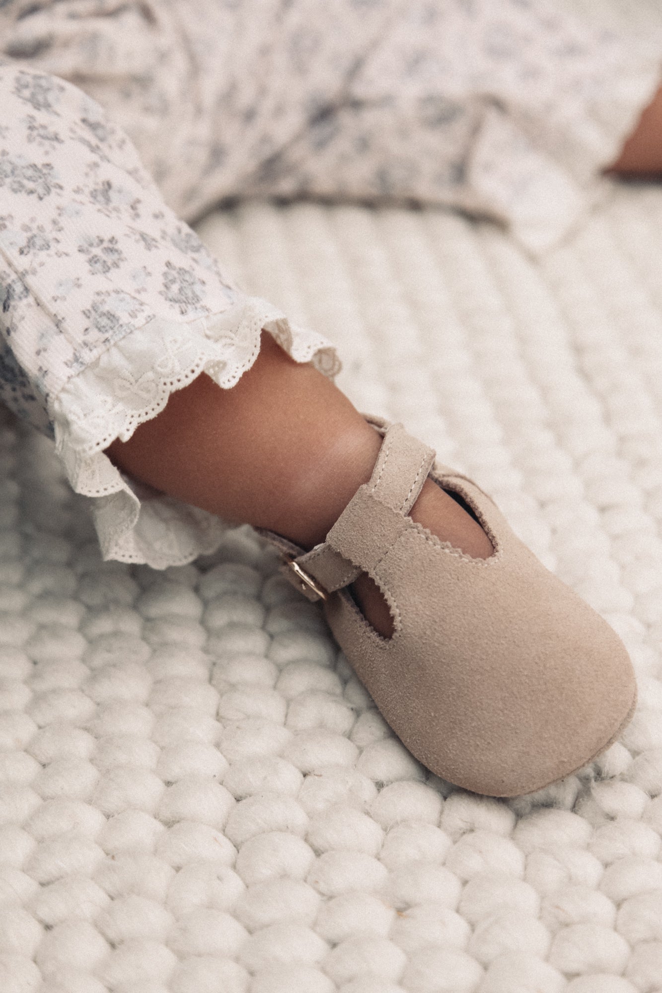 Camel Suede T-Bar Baby Shoes (& dust bag)