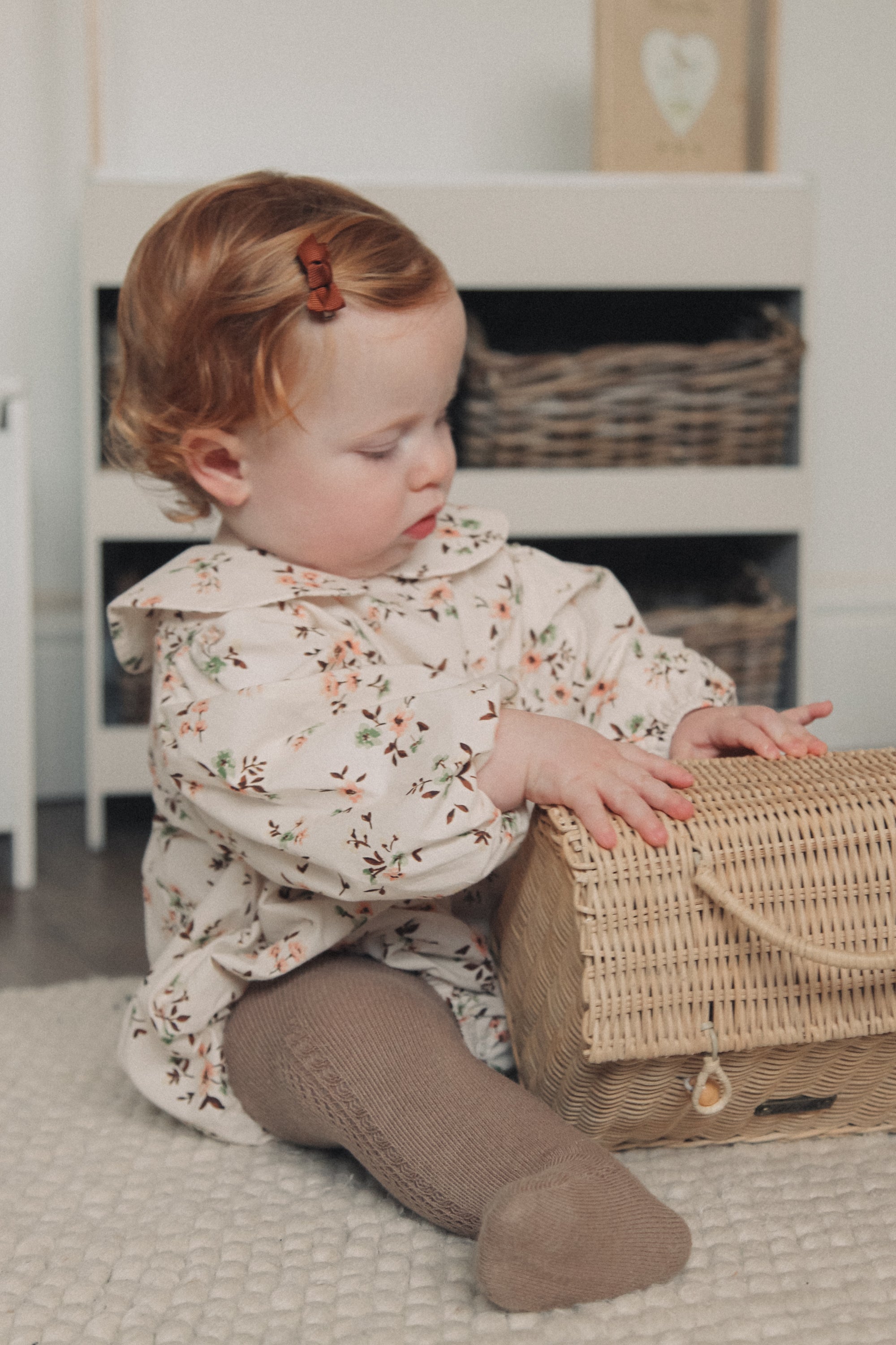 Mocha/Floral Long Sleeve Romper