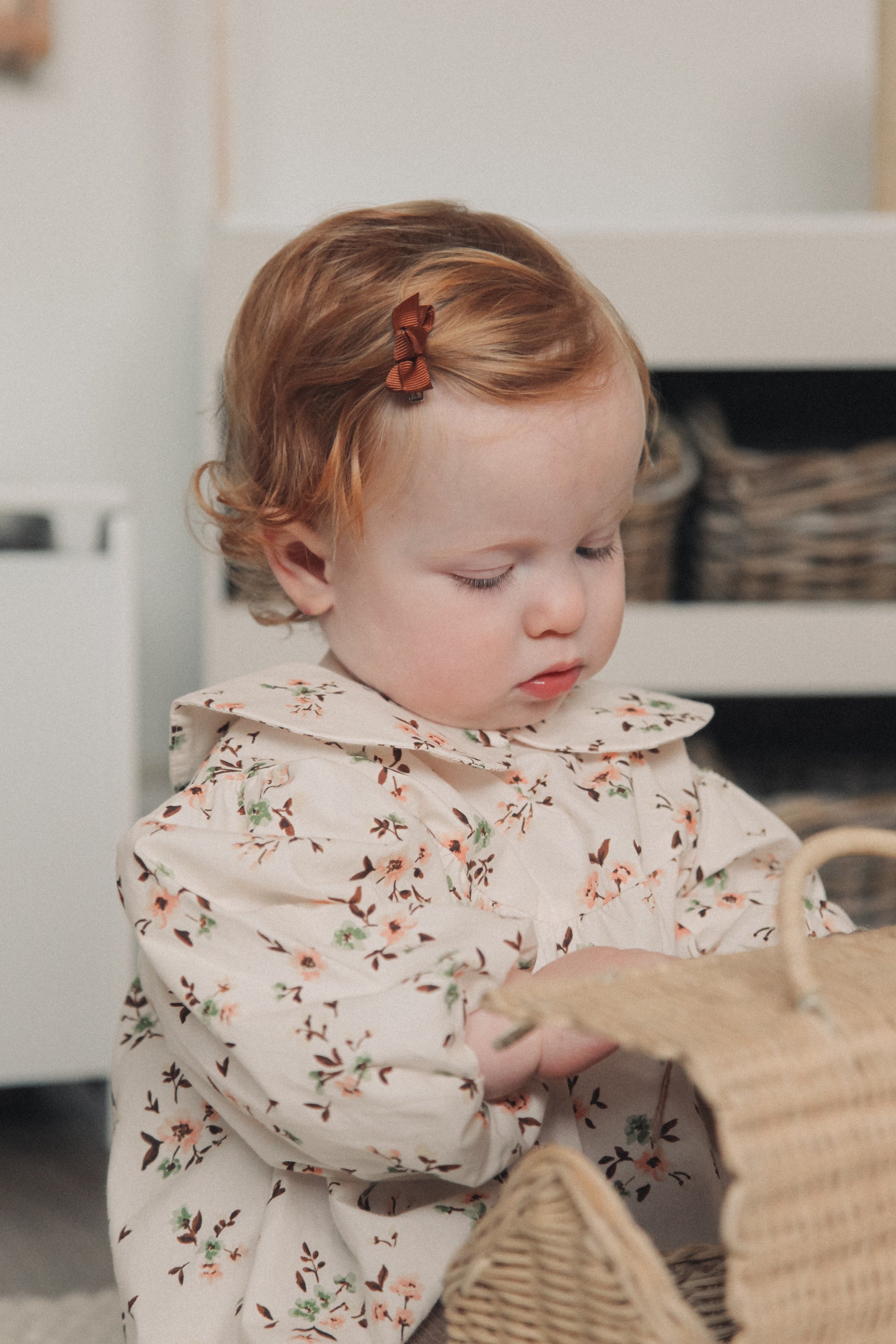 Mocha/Floral Long Sleeve Romper