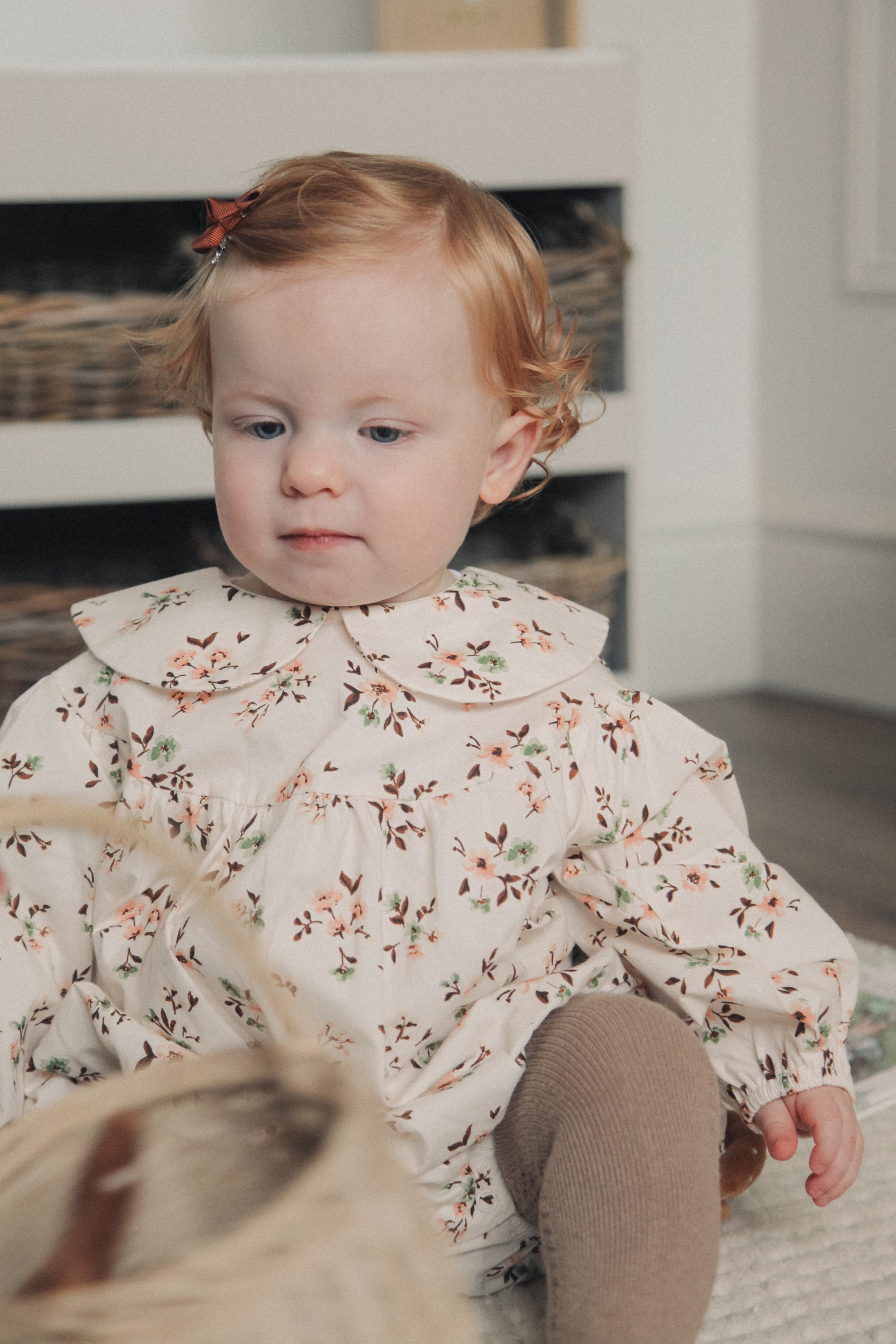 Mocha/Floral Long Sleeve Romper