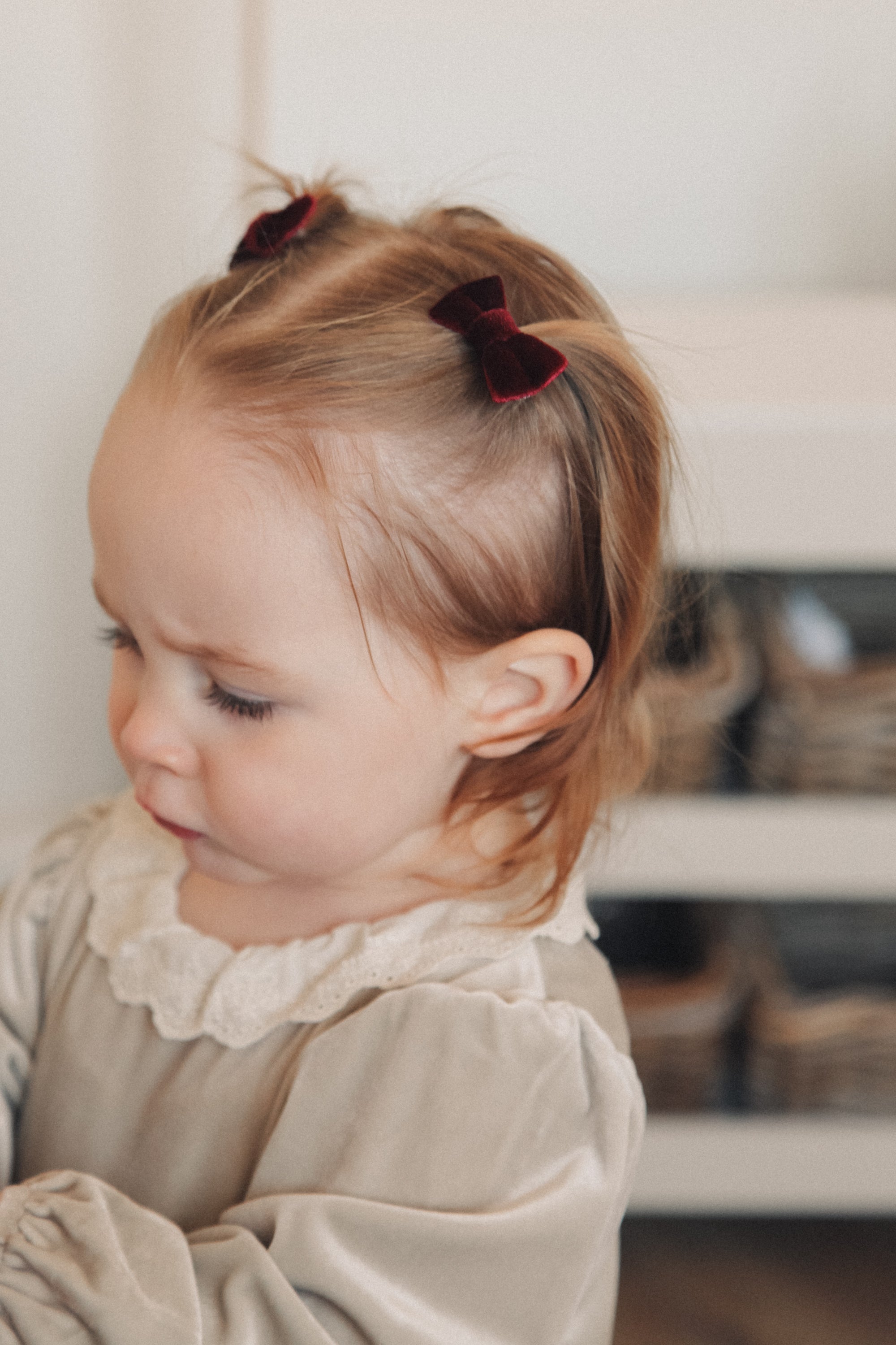 Burgundy/Velvet Small Bow Slides (2 pack)
