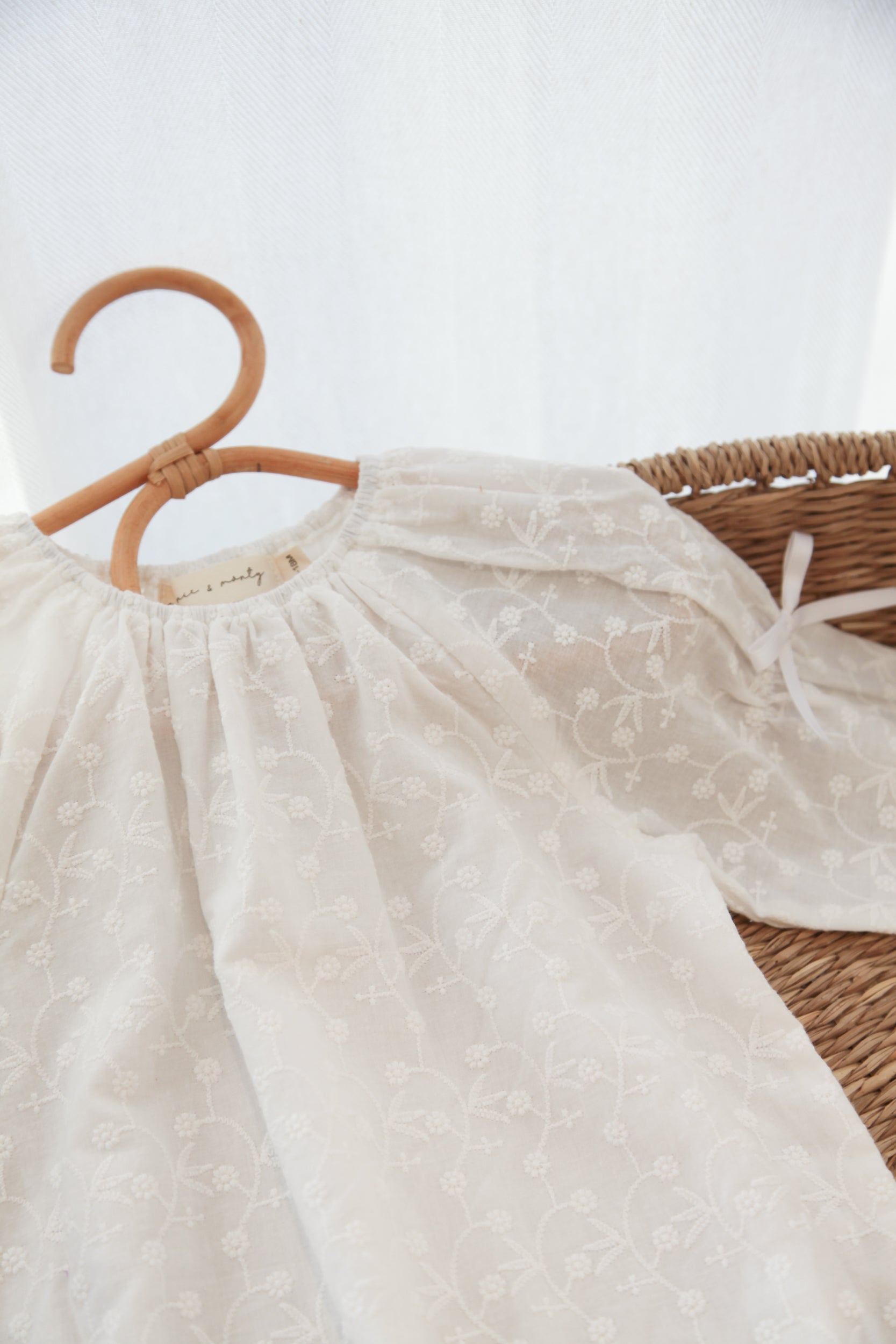 White/Broderie Anglaise Bow Sleeve Romper