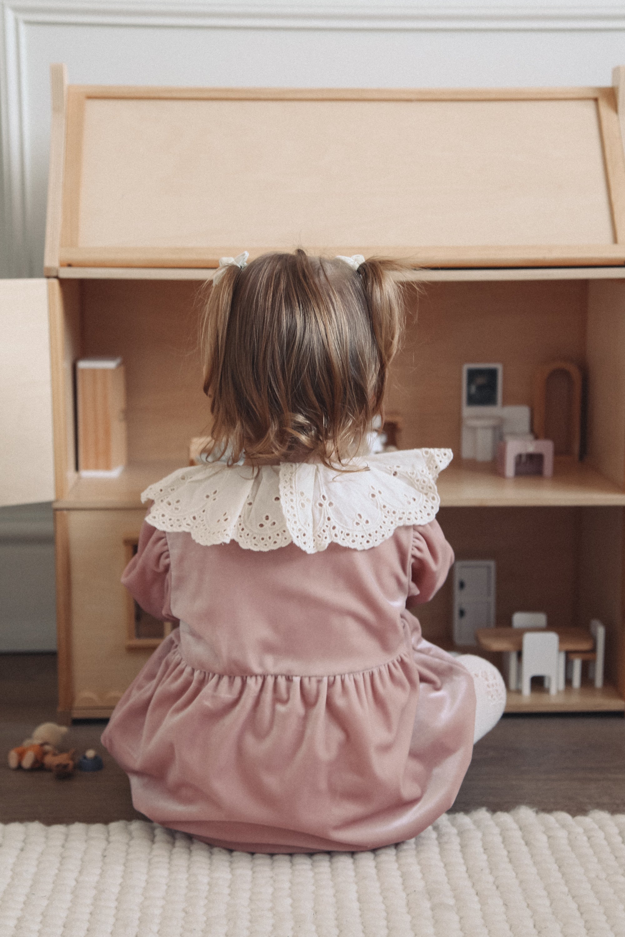 Dusky Pink/Velvet Petal Embroidered Collar Romper