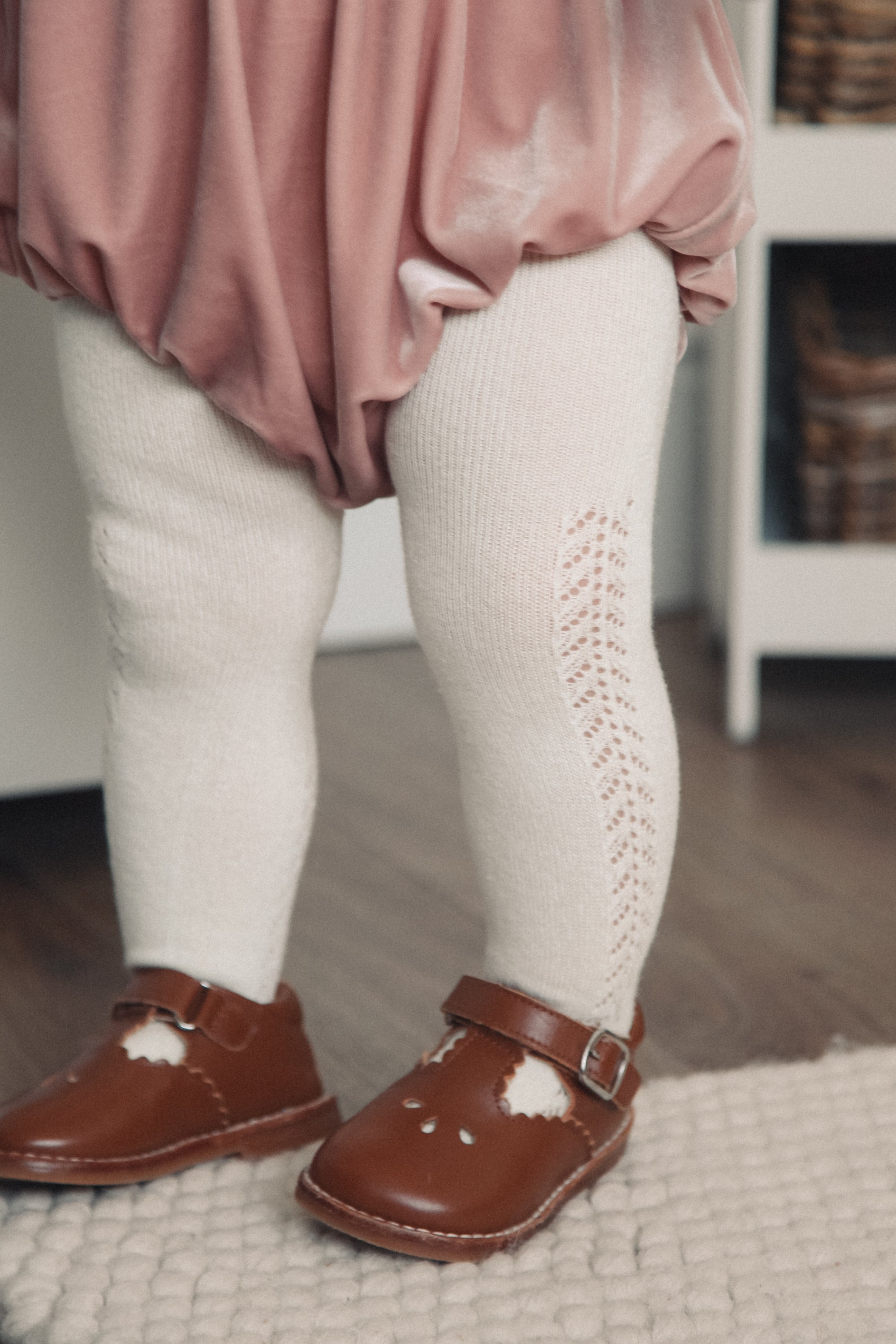 Cream Soft Side Openwork Tights