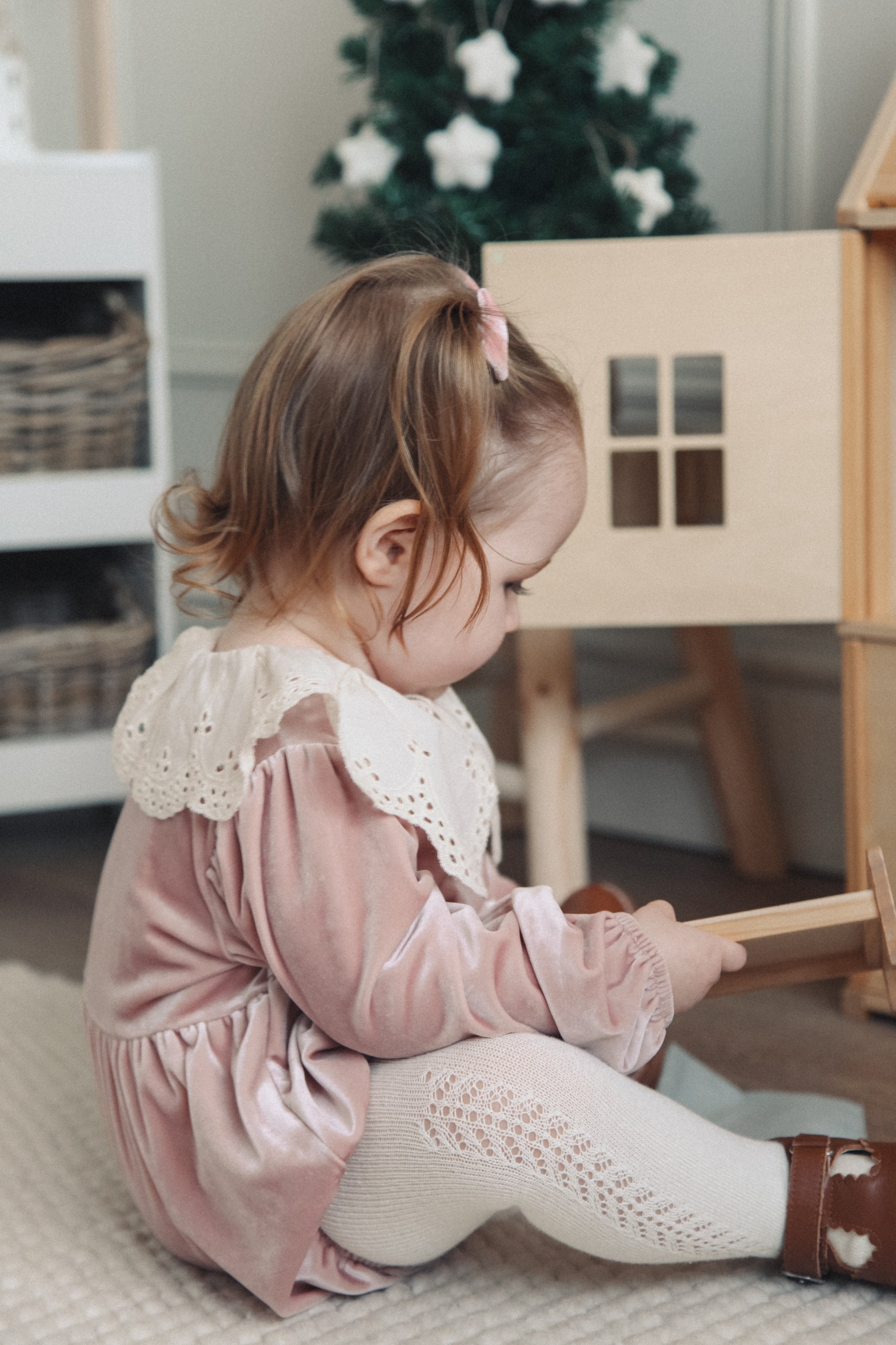 Dusky Pink/Velvet Petal Embroidered Collar Romper