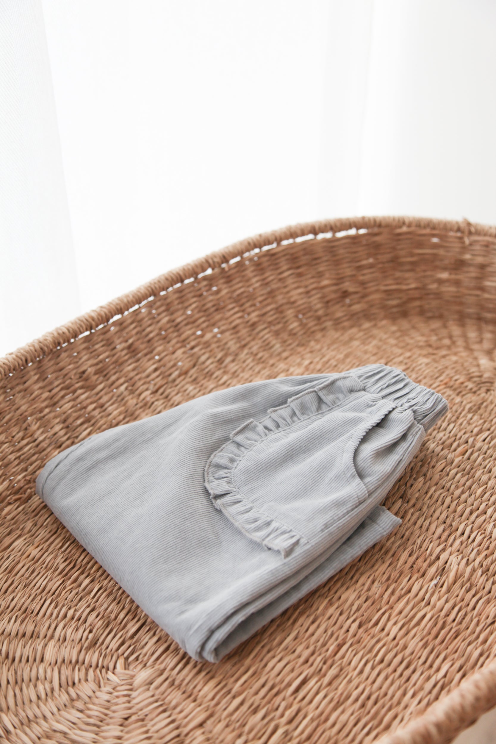 WHOLESALE Dusky Blue/Cord Frill Pocket Wide Leg Trousers