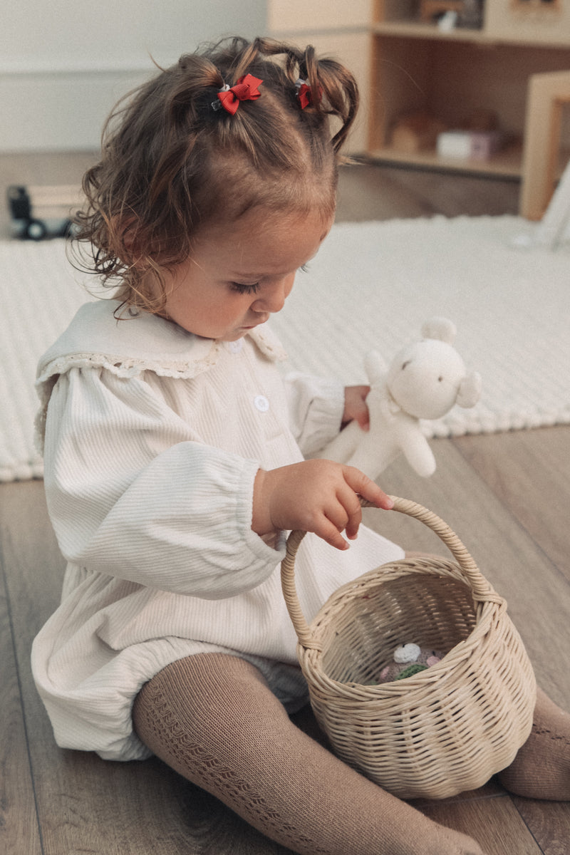 Stone Corduroy Oversized Collar Romper