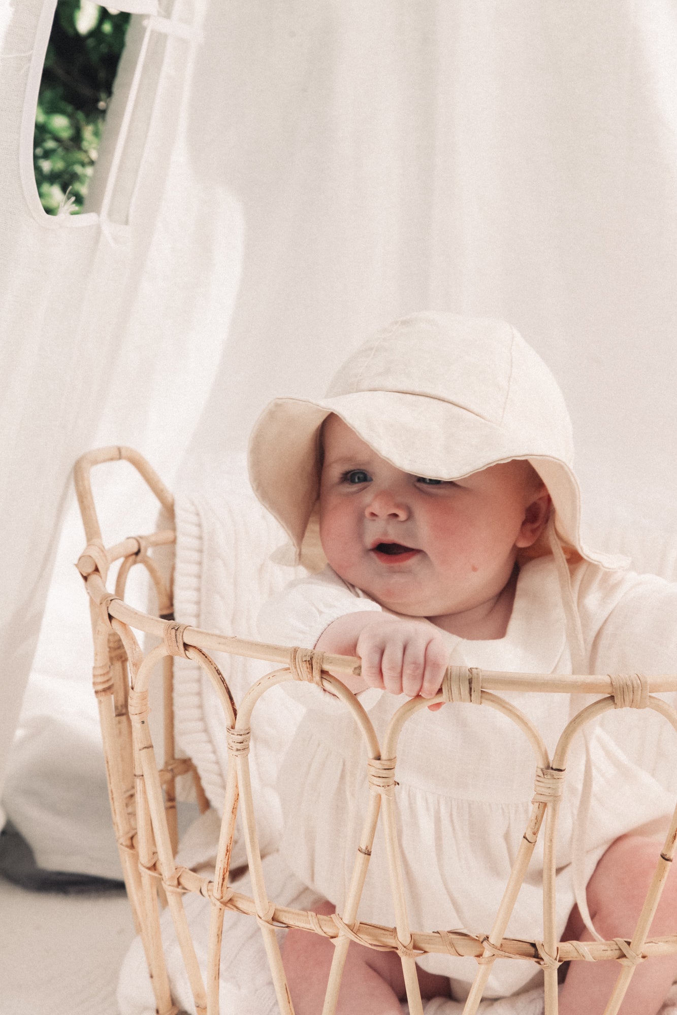 Minnie and Monty Beige Cotton Bucket Hat