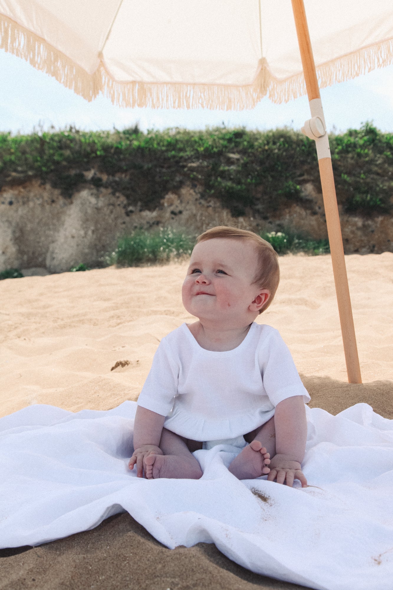 Cotton Short Sleeve Romper in White