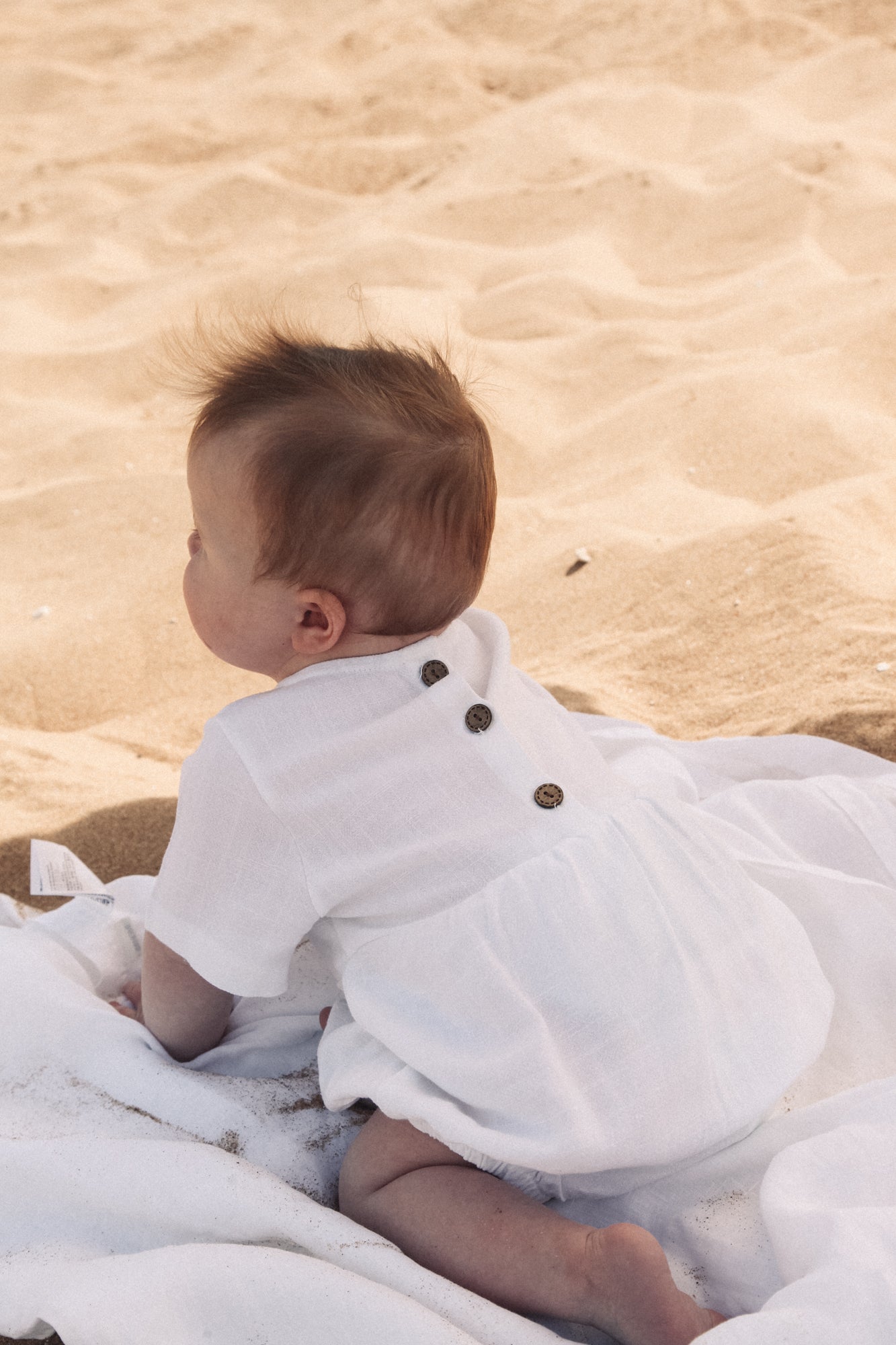 Cotton Short Sleeve Romper in White