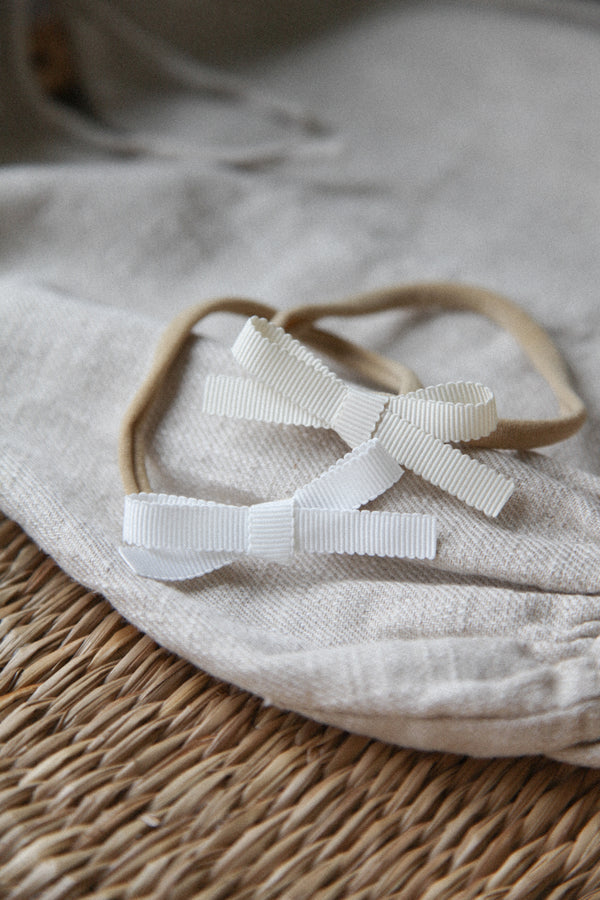 White & Cream Mini Bow Headbands (2 pack)
