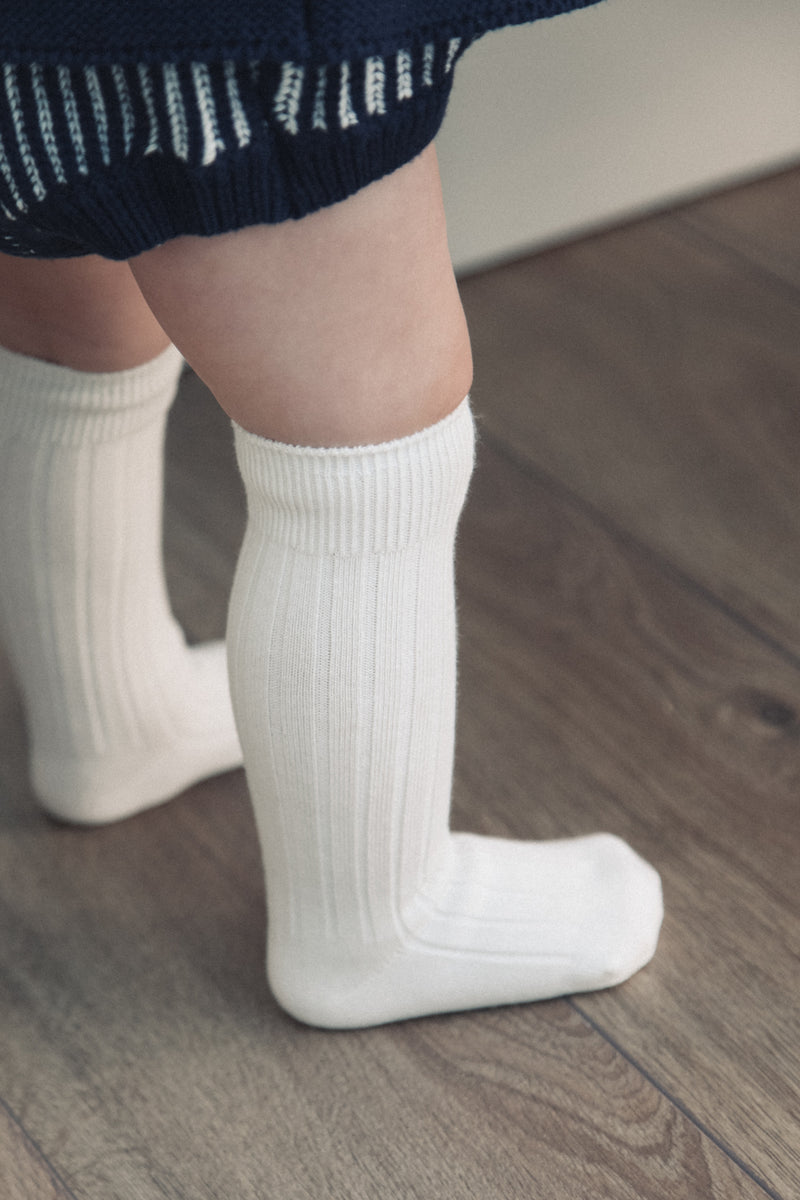 Cream Plain Baby Socks