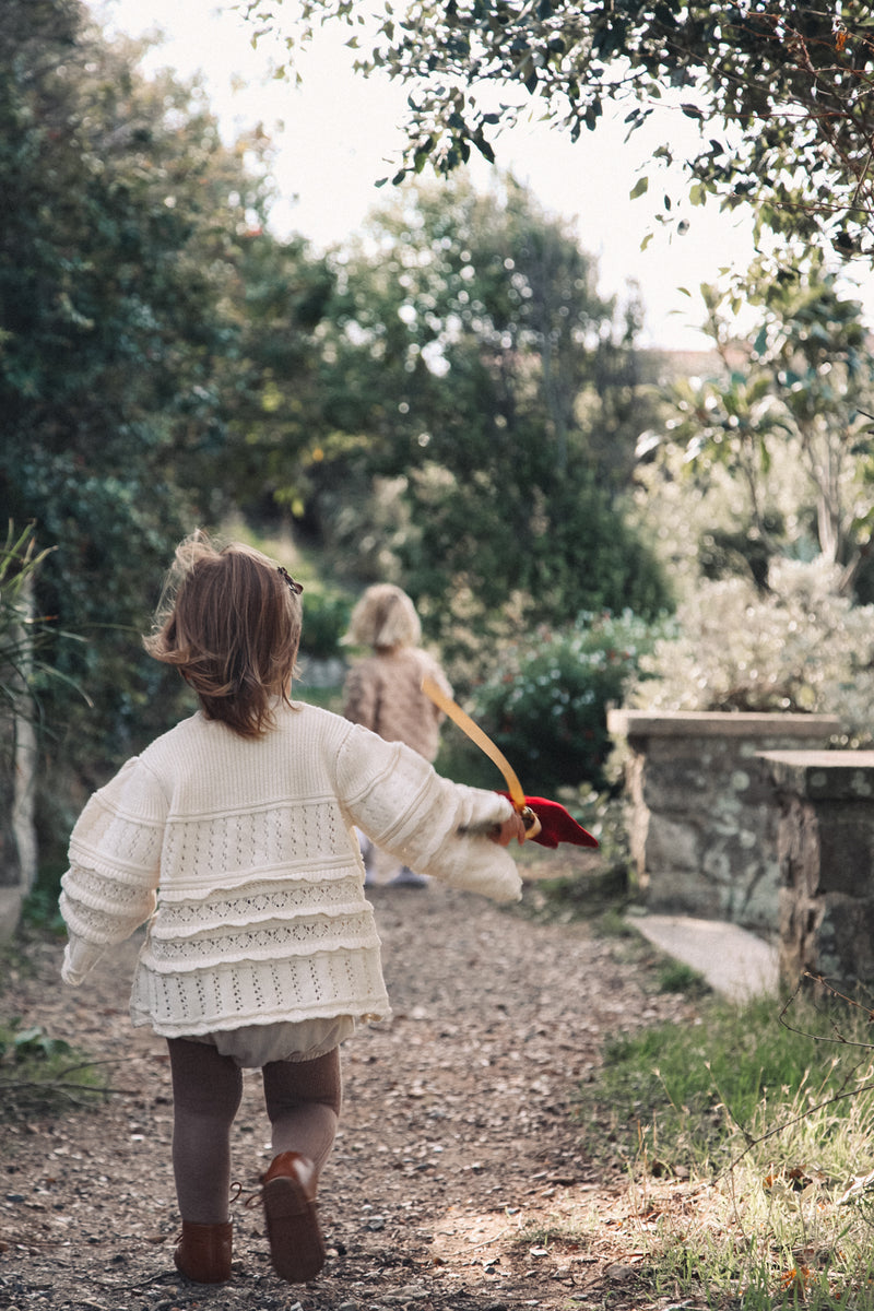 Minnie and Monty Cream Crochet Lace Flare Sleeve Knit Jumper