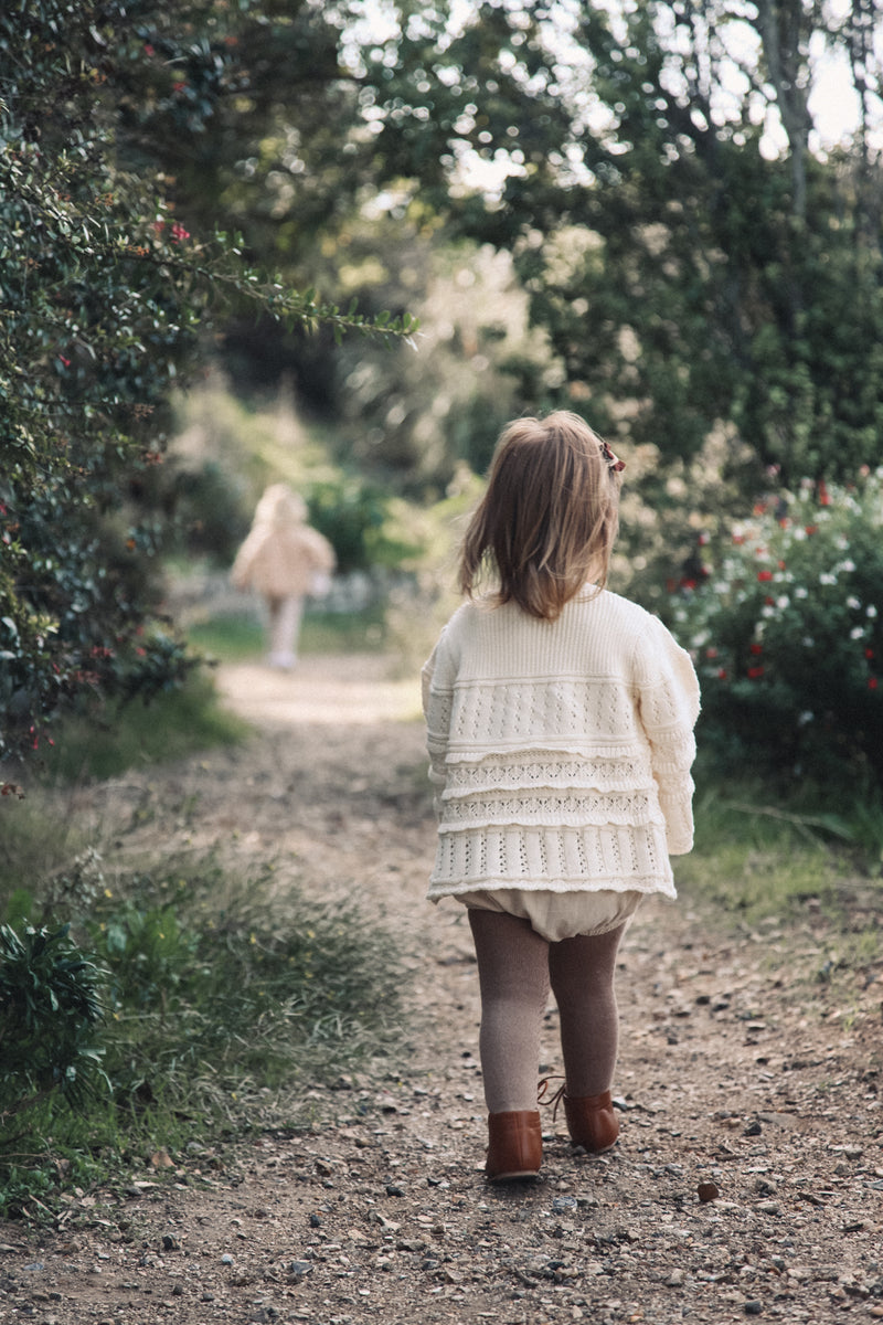 Minnie and Monty Cream Crochet Lace Flare Sleeve Knit Jumper