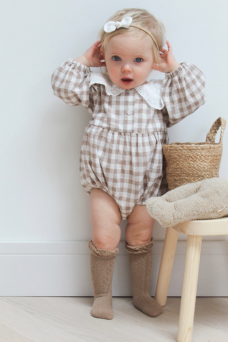 White & Tan Cotton Mini Bow Headbands (2 pack)